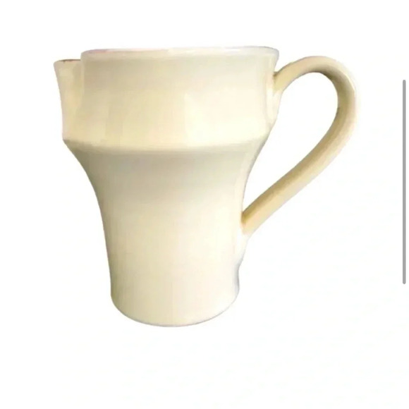 Vietri Cucina Fresca Glazed Pitcher. Made In Italy. Cream exterior/sage interior - Picture 3 of 8